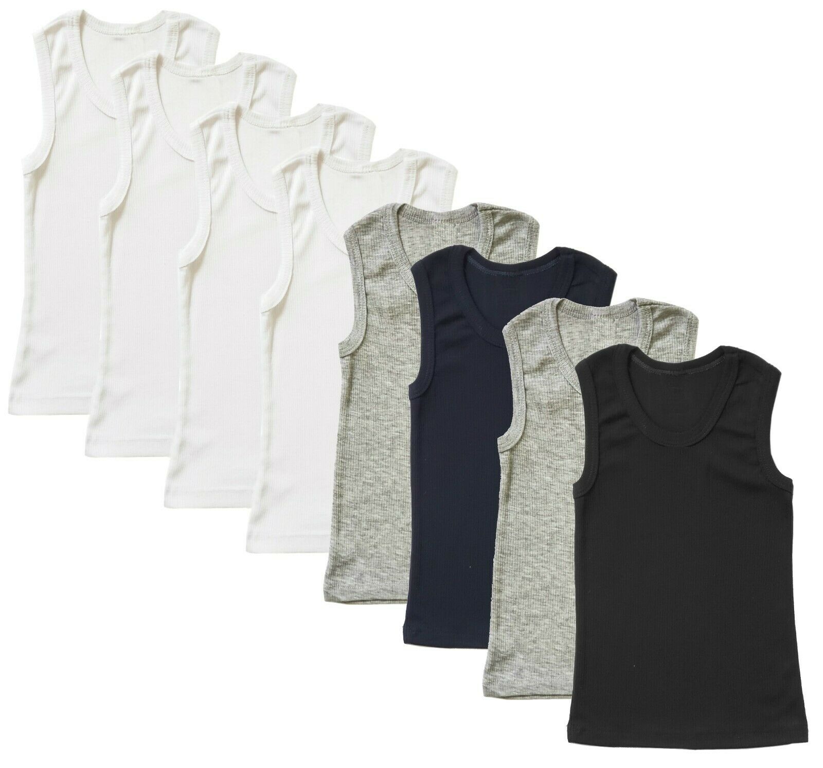 Tank Top Undershirt 4-pack Ribbed Vest Muscle Sleeveless Boys Kids Toddler Baby