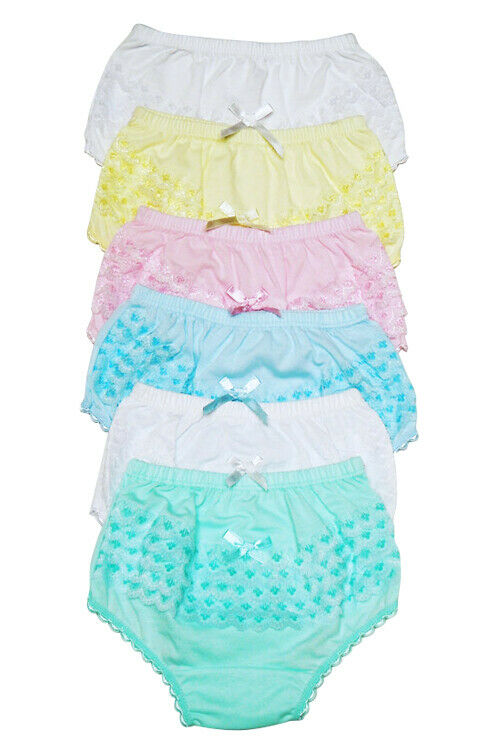 4 Girls Ruffle Panties Kids Toddler Underwear Cotton Solid Color Size 12 3 4 5 6