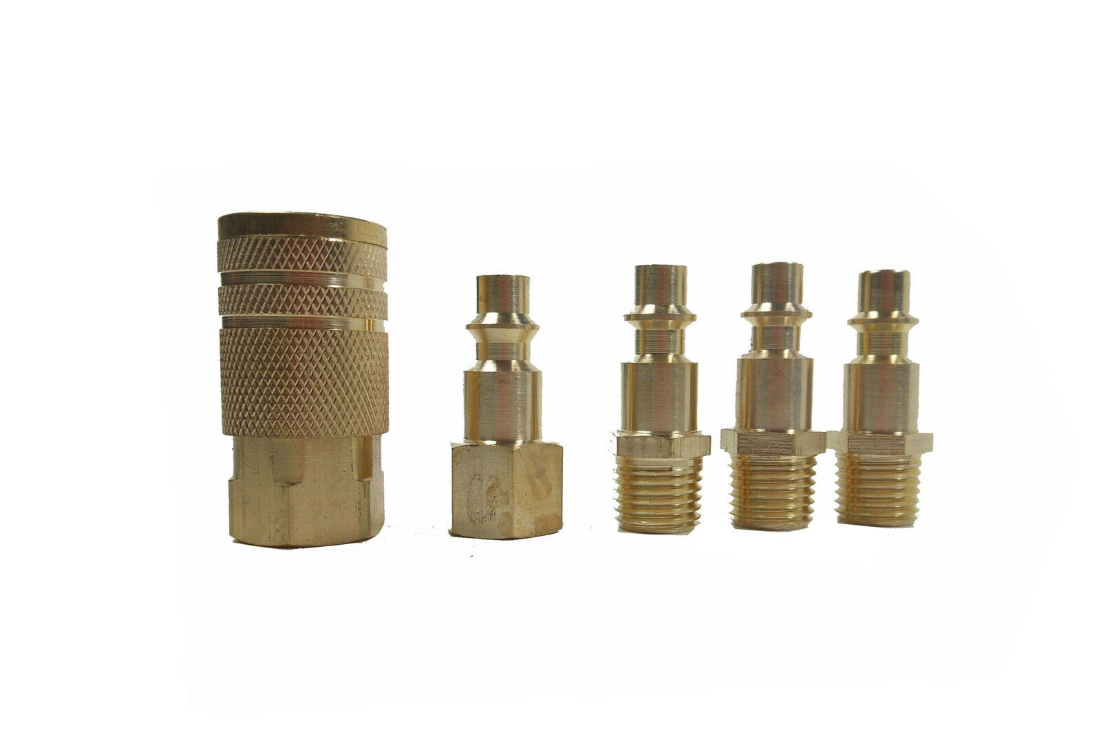 5 Pc 1/4" Npt Brass Air Couplers With Adapter Quick Disconnect Air Hose Fittings