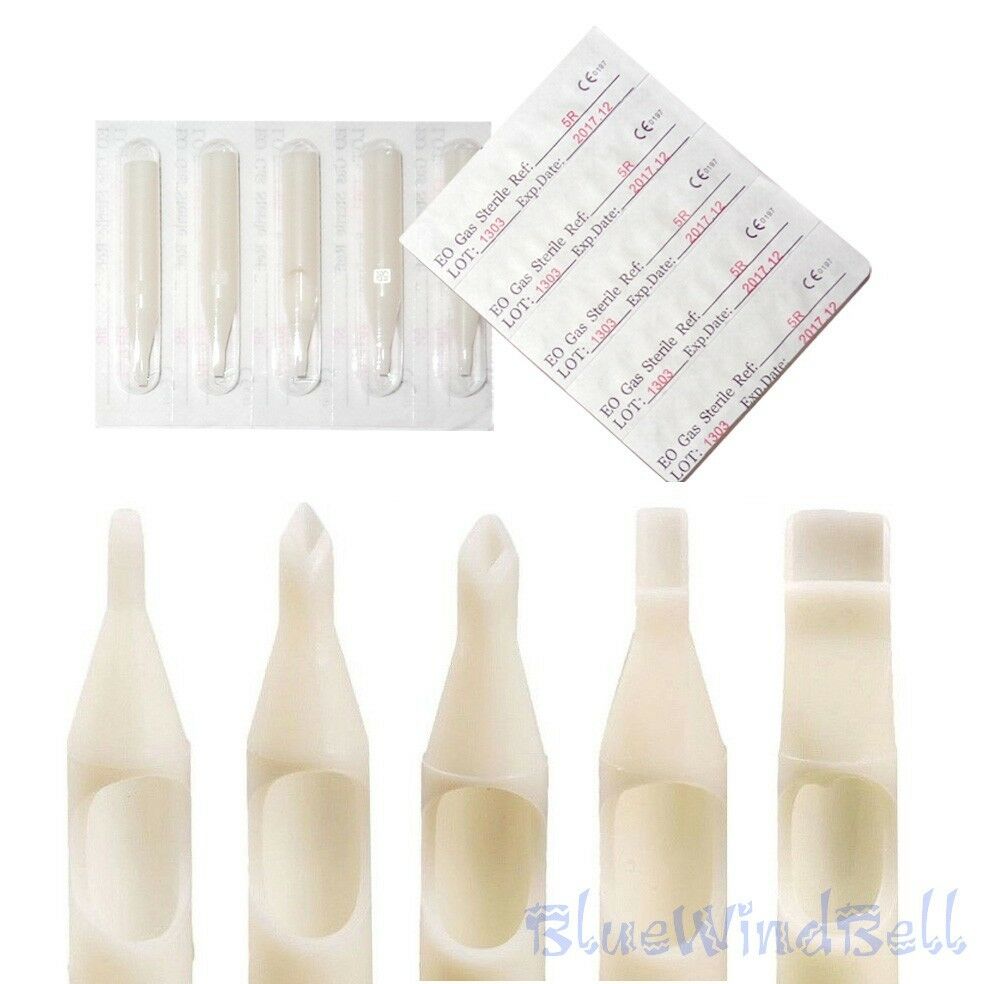 50 Tattoo Sterile Disposable Nozzle Tube Tip Needle Gun Machine Supply Rt Dt Ft